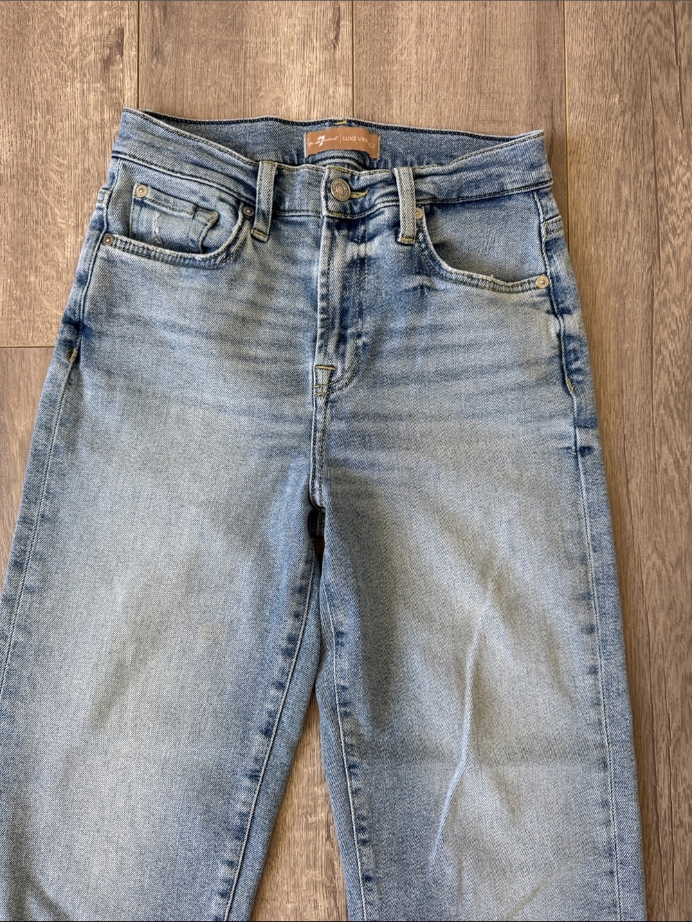 7 For All Mankind Cropped Alexa High Rise Straight Leg Jeans Sz 26 Luxe Vintage - Picture 3 of 8